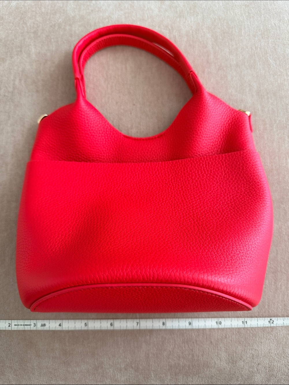 Red Pebbled Leather Tote Handbag